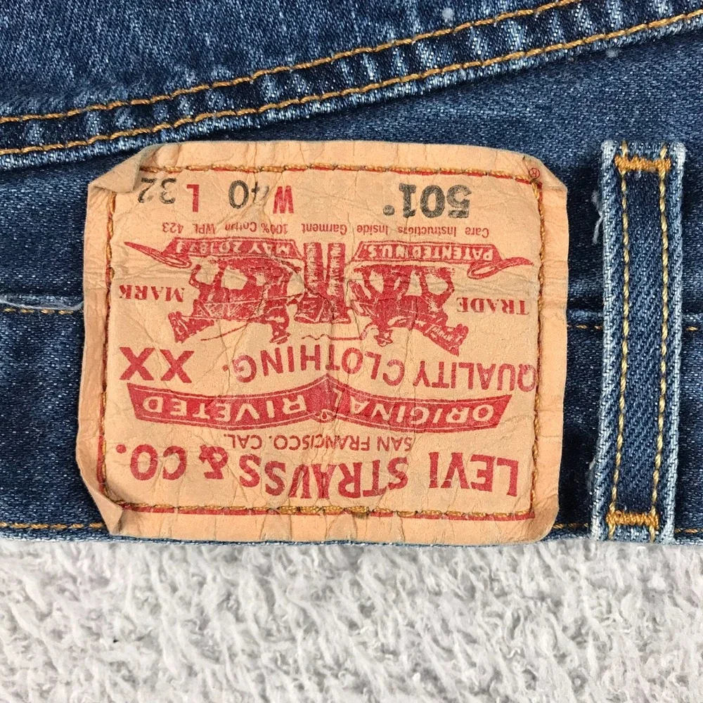 Levis 501 XX Jeans Mens 40 (40x31) Blue Button Fly Denim Vintage Y2K *Flaw